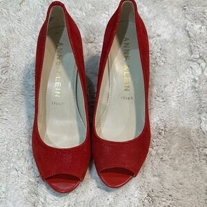Anne Klein Red Peep Toe Heels